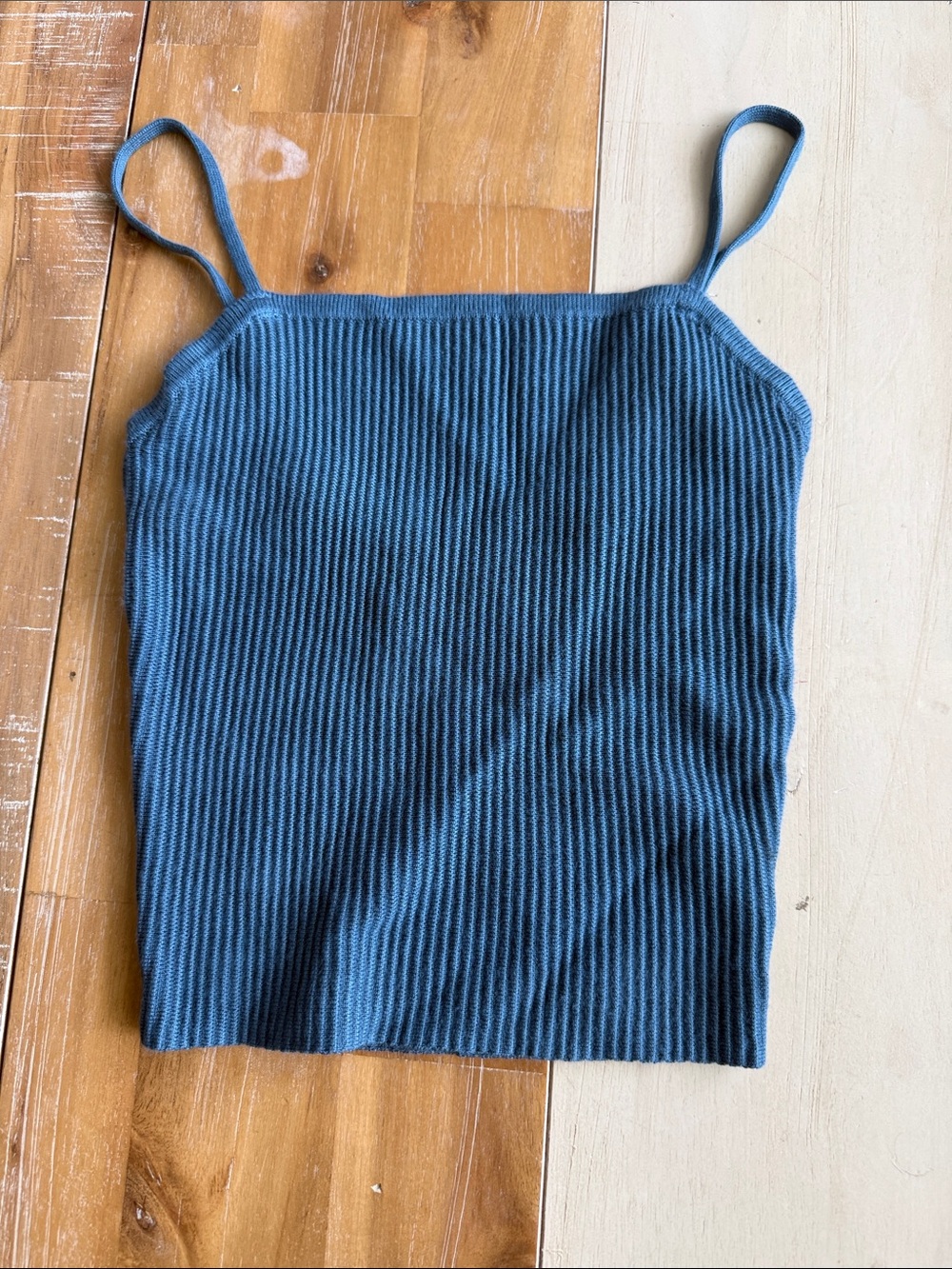 Abercrombie & Fitch Ribbed Spaghetti-Strap Cami in Blue